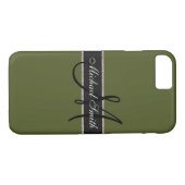 Coques Case-Mate iPhone Arrière - plan couleur verte de l'armée de monogra (Dos (Horizontal))