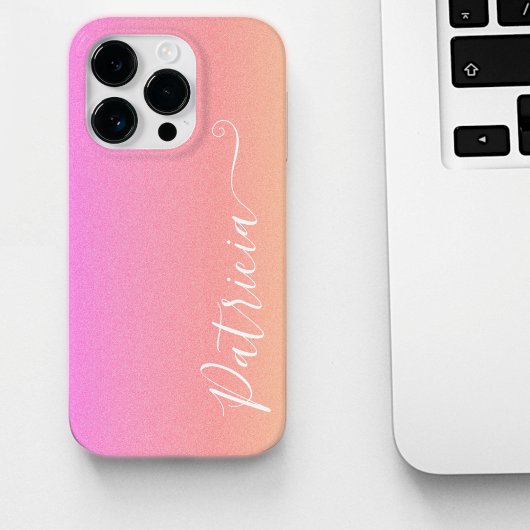 Coques Case-Mate iPhone Arrière - plan d'aérographe rose vierge Nom Custom