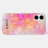 Coques Case-Mate iPhone Arrière - plan d'aquarelle Abstraite rose et orang (Verso (horizontal))