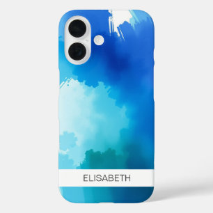 Coques iPhone 16 Arrière - plan d'aquarelle artistique Votre nom