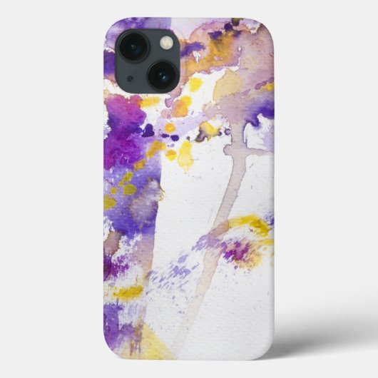 Coques Case-Mate iPhone arrière - plan d'aquarelle jaune et violet (Verso)