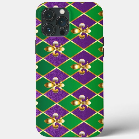 Coques Case-Mate iPhone Arrière - plan de bijoux Mardi Gras (Verso)