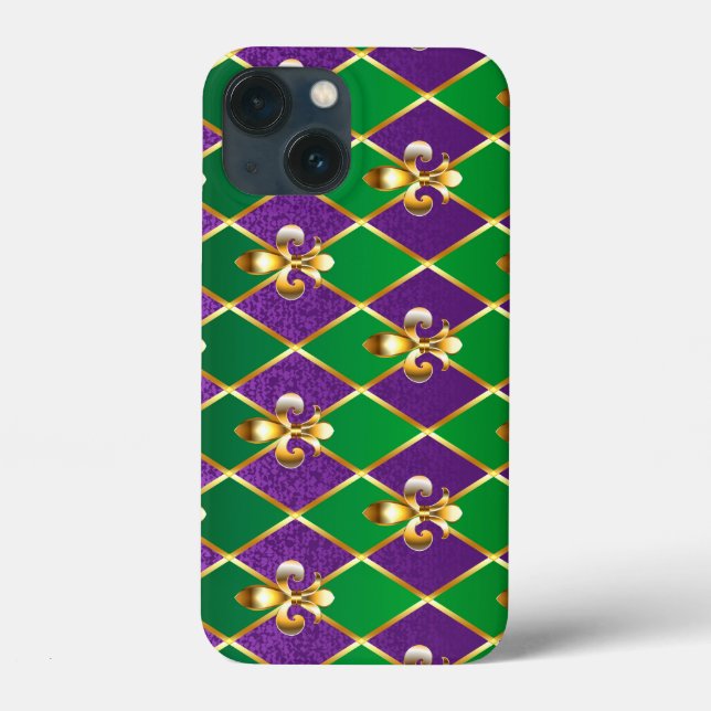 Coques Case-Mate iPhone Arrière - plan de bijoux Mardi Gras (Verso)
