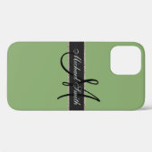 Coques Case-Mate iPhone Arrière - plan de couleur Monogramme Asparagus (Verso (horizontal))