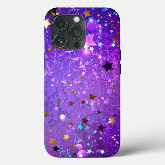 Coques Case-Mate iPhone Arrière - plan de feuille violet avec étoiles (Verso)