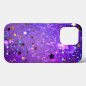 Coques Case-Mate iPhone Arrière - plan de feuille violet avec étoiles (Verso (horizontal))