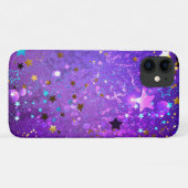 Coques Case-Mate iPhone Arrière - plan de feuille violet avec étoiles (Dos (Horizontal))