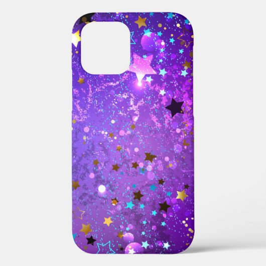 Coques Case-Mate iPhone Arrière - plan de feuille violet avec étoiles (Verso)