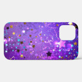 Coques Case-Mate iPhone Arrière - plan de feuille violet avec étoiles (Verso (horizontal))