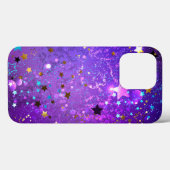 Coques Case-Mate iPhone Arrière - plan de feuille violet avec étoiles (Verso (horizontal))