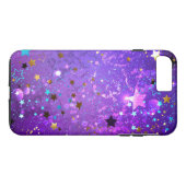 Coques Case-Mate iPhone Arrière - plan de feuille violet avec étoiles (Dos (Horizontal))