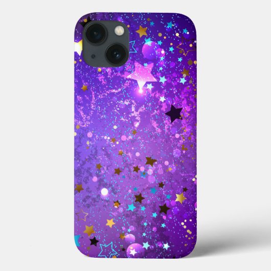 Coques Case-Mate iPhone Arrière - plan de feuille violet avec étoiles (Verso)