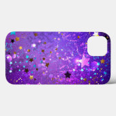 Coques Case-Mate iPhone Arrière - plan de feuille violet avec étoiles (Verso (horizontal))