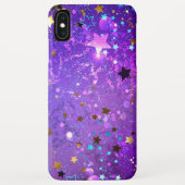 Coques Case-Mate iPhone Arrière - plan de feuille violet avec étoiles (Dos)