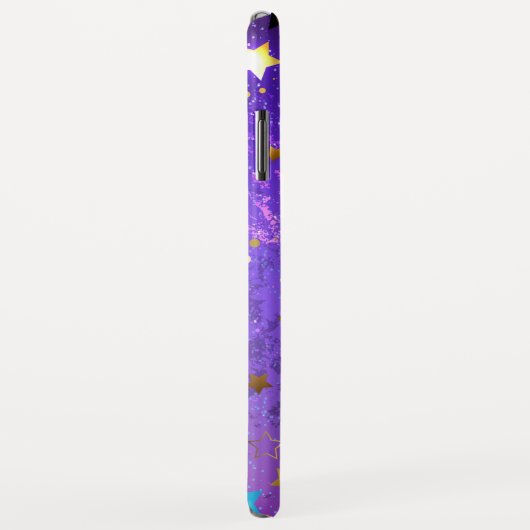 Coques Case-Mate iPhone Arrière - plan de feuille violet avec étoiles (Dos/Droite)