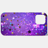 Coques Case-Mate iPhone Arrière - plan de feuille violet avec étoiles (Verso (horizontal))