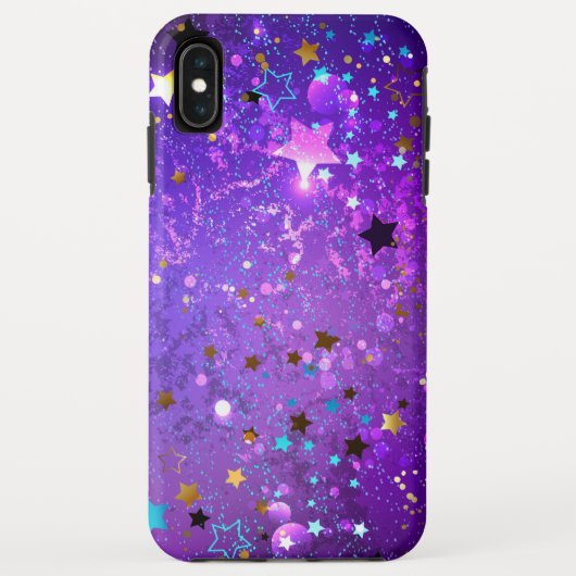 Coques Case-Mate iPhone Arrière - plan de feuille violet avec étoiles (Dos)