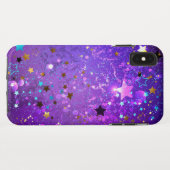 Coques Case-Mate iPhone Arrière - plan de feuille violet avec étoiles (Dos (Horizontal))