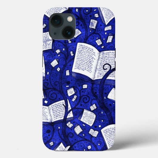 Coques Case-Mate iPhone Arrière - plan de livres bleus (Verso)