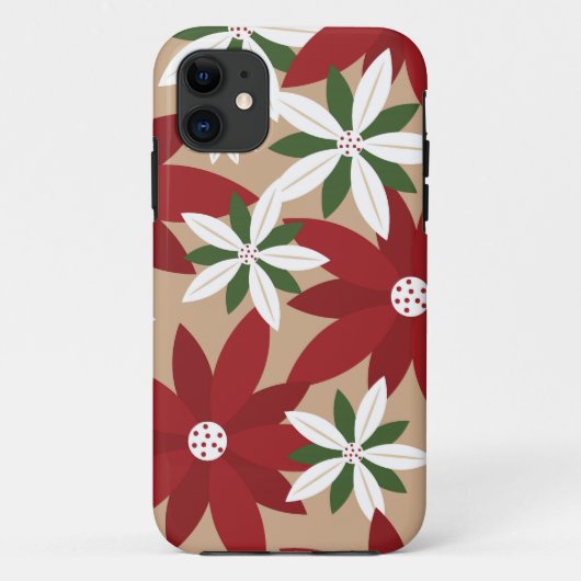 Coques Case-Mate iPhone Arrière - plan de Noël Poinsettia (Dos)
