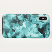 Coques Case-Mate iPhone Arrière - plan doux de coeurs de Kawaii de bleus (Dos (Horizontal))
