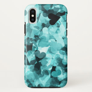 Coque iPhone X Arrière - plan doux de coeurs de Kawaii de bleus