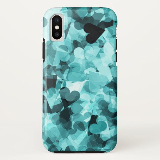 Coques Case-Mate iPhone Arrière - plan doux de coeurs de Kawaii de bleus (Dos)