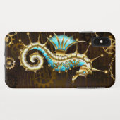 Coques Case-Mate iPhone Arrière - plan en bois avec cheval de mer mécaniqu (Dos (Horizontal))