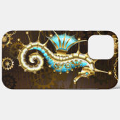 Coques Case-Mate iPhone Arrière - plan en bois avec cheval de mer mécaniqu (Verso (horizontal))