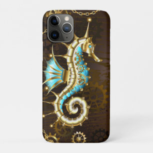 Case-Mate iPhone Case Arrière - plan en bois avec cheval de mer mécaniqu