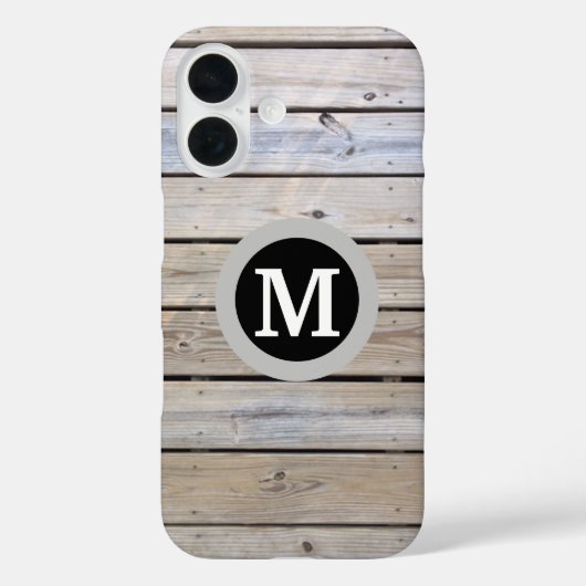 Coques Case-Mate iPhone Arrière - plan en bois de plage Monogrammé (Verso)
