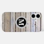 Coques Case-Mate iPhone Arrière - plan en bois de plage Monogrammé (Verso (horizontal))