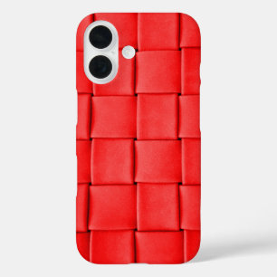 Coques iPhone 16 arrière-plan en cuir rouge tressé
