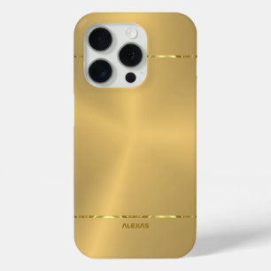 Coque iPhone 15 Pro Arrière - plan en or métallique minimaliste brilla