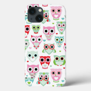 iPhone 13 Case arrière - plan en pastel de hibou de couleur de