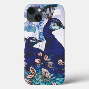 Coques Pour iPhone Arrière - plan floral avec des paons