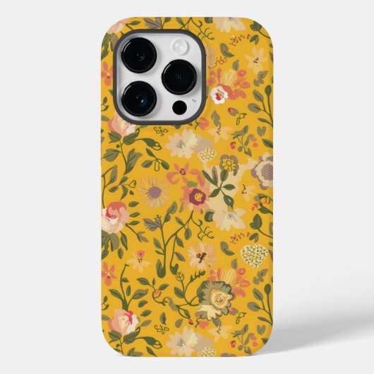 Coques Case-Mate iPhone Arrière - plan floral Boho jaune (Verso)