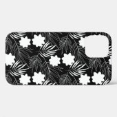 Coques Case-Mate iPhone Arrière - plan floral noir et blanc (Verso (horizontal))