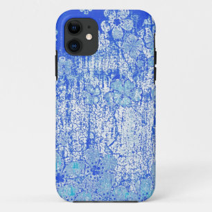 Case-Mate iPhone Case Arrière - plan grunge floral bleu vintage de mur