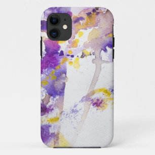 Coques Pour iPhone arrière - plan jaune et pourpre d'aquarelle