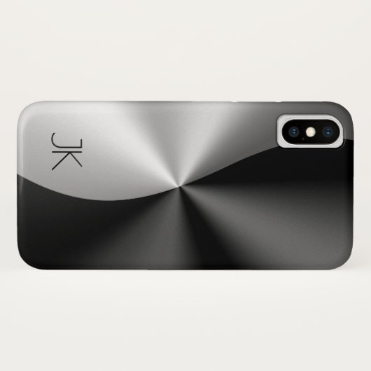 Coques Case-Mate iPhone Arrière - plan métallique en acier inoxydable noir (Dos (Horizontal))