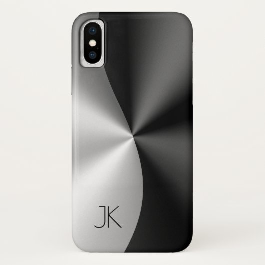 Coques Case-Mate iPhone Arrière - plan métallique en acier inoxydable noir (Dos)