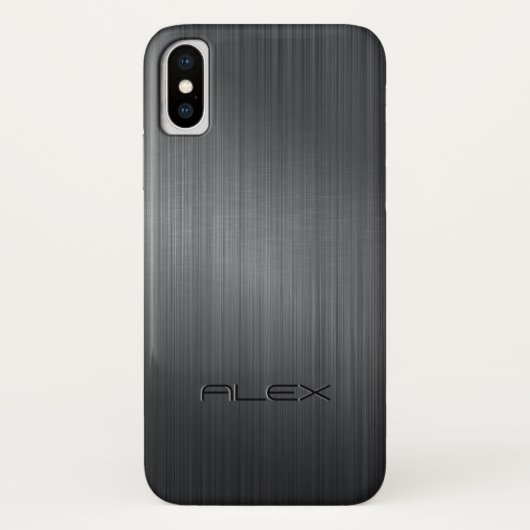 Coques Case-Mate iPhone Arrière - plan métallique gris foncé simple (Dos)