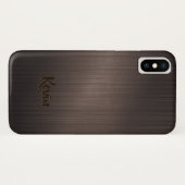 Coques Case-Mate iPhone Arrière - plan-Monogramme métallique Brown foncé (Dos (Horizontal))
