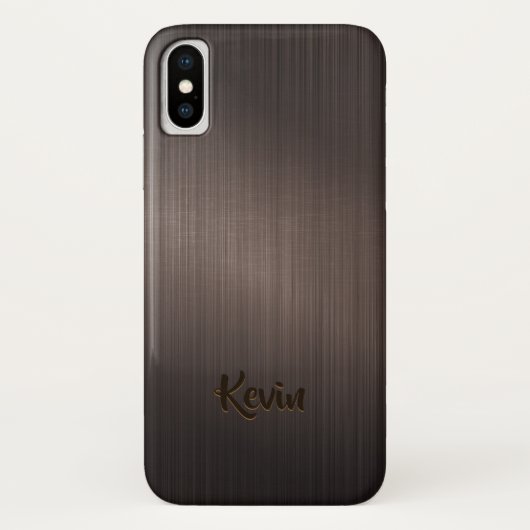 Coques Case-Mate iPhone Arrière - plan-Monogramme métallique Brown foncé (Dos)