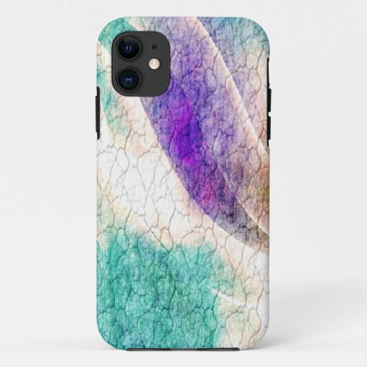 Coques Case-Mate iPhone Arrière - plan mural de crack gris violet et bleu (Dos)