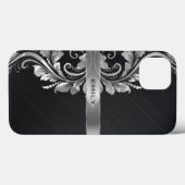 Coques Case-Mate iPhone Arrière - plan noir argent métallique (Verso (horizontal))