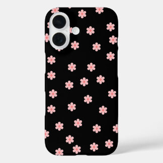 Coques iPhone 16 Arrière - plan noir avec fleurs