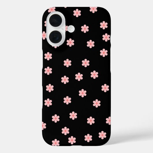 Coques Case-Mate iPhone Arrière - plan noir avec fleurs (Verso)