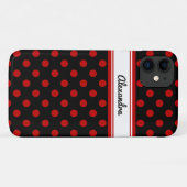 Coques Case-Mate iPhone Arrière - plan noir Polka personnalisé (Dos (Horizontal))